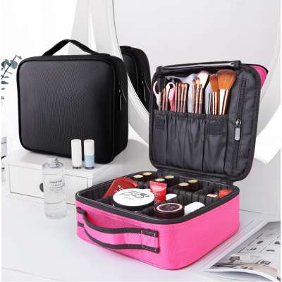 Adjustable Dividers for Cosmetics Makeup Brushes Toiletry Jewelry Makeup Cosmetic Case Organizer Portable Artist Storage Bag